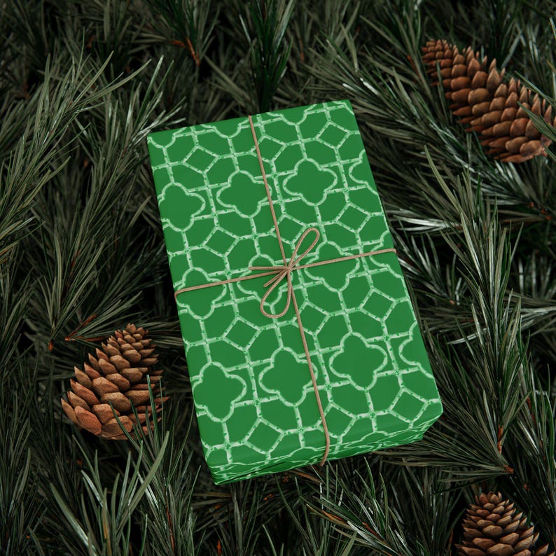 Green Watercolor Bamboo Pattern Wrapping Paper, 3 Sizes, Satin or Matte Finish image 6