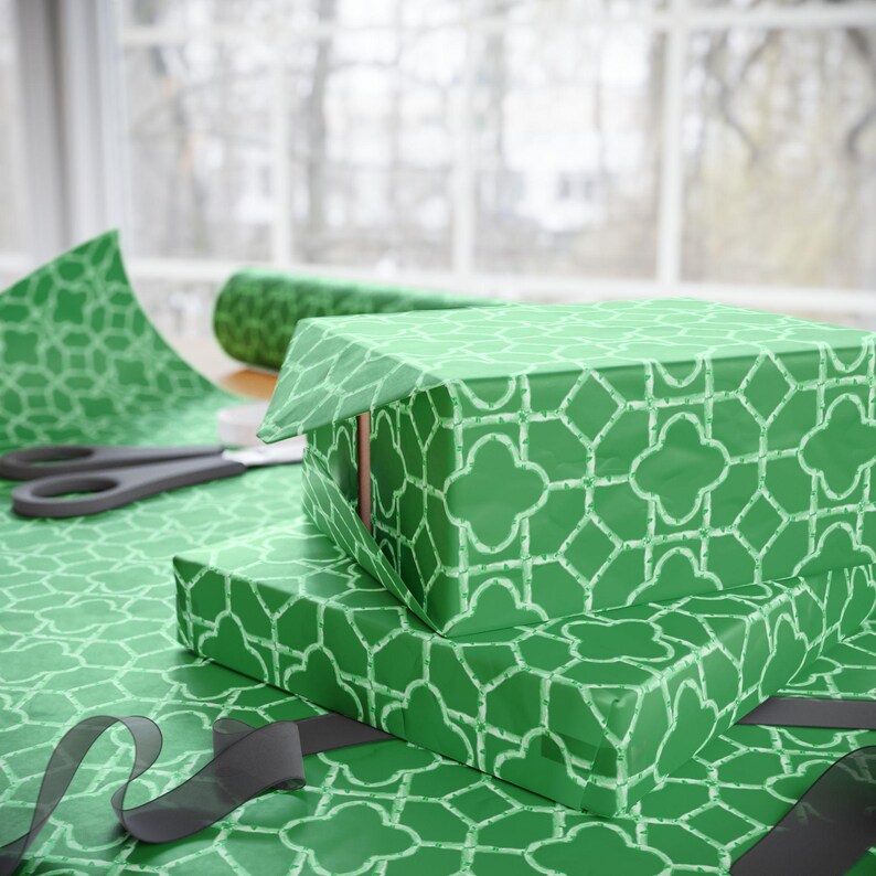 Green Watercolor Bamboo Pattern Wrapping Paper, 3 Sizes, Satin or Matte Finish image 18
