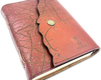 Makoraa Rustic Red Leather Journal, Crackle Vintage Diary, Recycled Cotton
