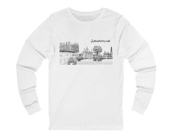 Amsterdam Cityscape Long Sleeve Tee - Netherlands Monuments Shirt