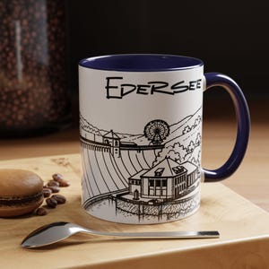 Edersee Monuments Accent Coffee Mug - Germany Travel Souvenir (11/15 oz) Eder Dam Edertalsperre