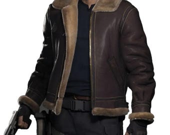Chaqueta de aviador B3 de la Segunda Guerra Mundial de Leon Kennedy (Remake de RE4) | Bomber de auténtica piel de vacuno con forro de piel