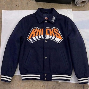 Navy Blue Varsity Bomber Jacket, Premium Wool Letter Patch Jacket, Vintage College Style Streetwear Coat, Unisex Fashion Outerwear