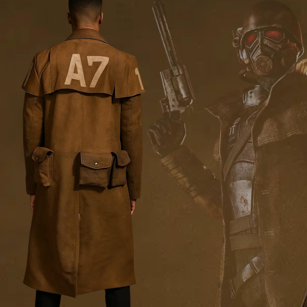 Sheriff Ranger Coat Fallout Ranger Coat NCR Ranger Brown Suede Leather Trench Coat | Open ...