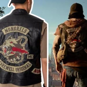 MONGOLS Style Men’s Motorcycle Leather Vest | Black Cowhide Biker Waistcoat | Embroidery Patch Vest | Genuine Leather Riding Gear