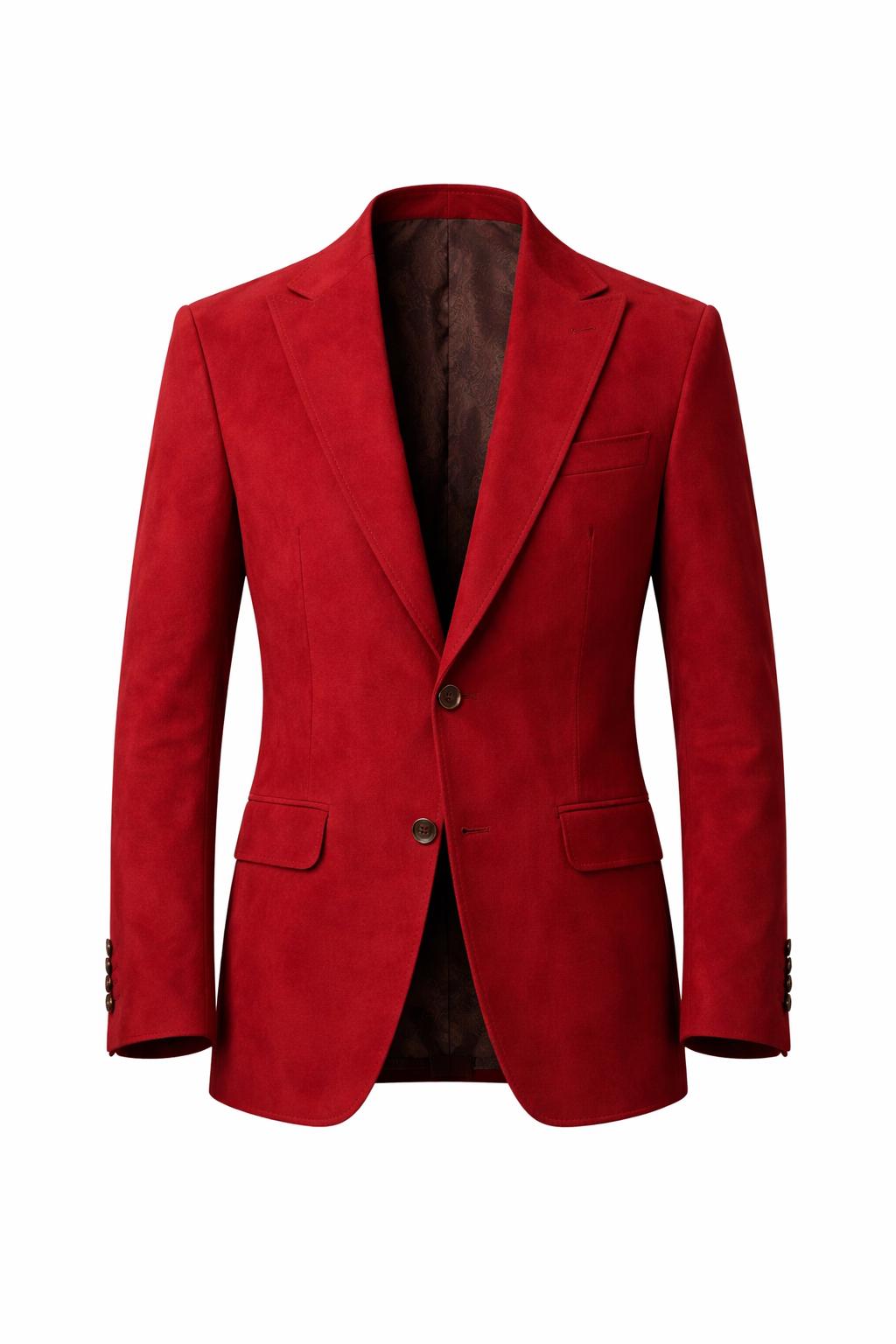 Red Suede Leather Blazer Jacket Tailored Formal Leather Coat Minimal Elegant Outerwear