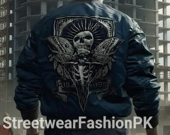 Leon Kennedy Bomber Jacket - Resident Evil 4 Remake - Skull Patch Streetwear Jacket Inspired!