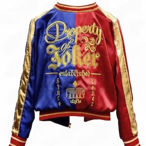 Handmade Satin Bomber Jacket Embroidered Villain Cosplay Costume