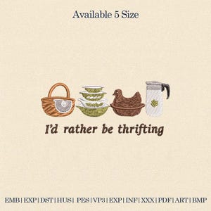 Diseño de bordado, cita vintage para amantes de las compras de segunda mano, hallazgos retro (descarga digital)