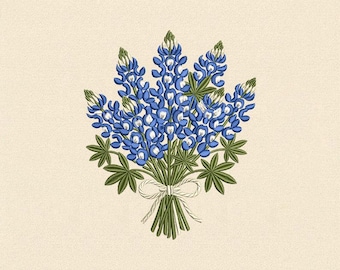Bluebonnet Bouquet Stickmuster, Texas Wildblumen Blumenmuster Maschinendatei (Digitaler Download)