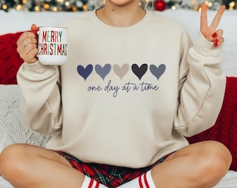 Gesticktes One Day At A Time Herzchen-Design (Stickdatei)