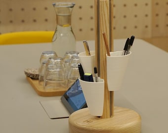 Modular Desk Organiser | Wood and Metal Desk Storage | Stackable Pen Holder | Home Office Organiser