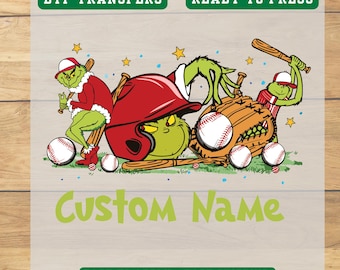 Custom Grinch Christmas Baseball DTF Transfer | Ready to Press Design