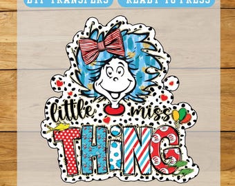 Little Miss Thing DTF Transfer, Teacher Cartoon Shirt Design