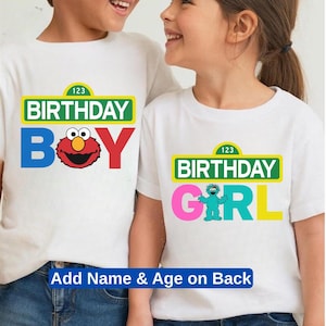 Cute Sesame Street birthday tee with bright colors and fun characters. Customizable with your child’s name and age on the back, making it a perfect outfit for birthday parties, cake smash sessions, and themed celebrations.