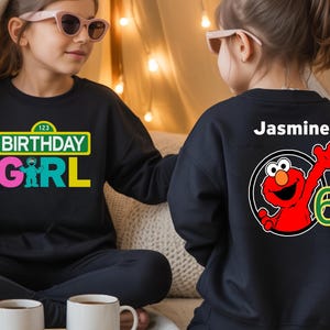 Vibrant Sesame Street birthday shirt for children with customizable name and age. Perfect for themed parties, family photos, cake smash outfits, and memorable birthday celebrations in fun, colorful style.