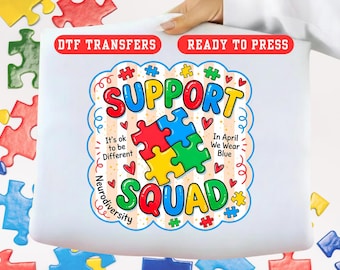 Autism Awareness Transfer: Playful Puzzle Piece Design - Ready to Press