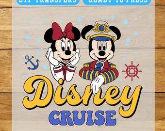 Captain Mickey and Minnie Disney Cruise Transfer - Retro Ready-to-Press Decal