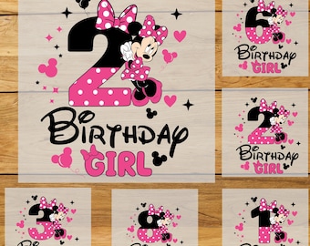 Minnie Mouse Birthday Girl Iron On Transfer – Pink Number DTF Transfers