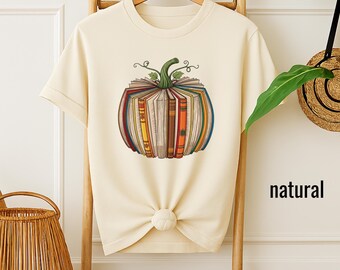 Halloween Teacher Shirt: Fall Book Pumpkin Design - Cozy Autumn Tee