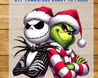 Jack Skellington and Grinch Christmas DTF Transfers Ready to Press - Fast Shipping