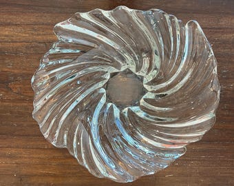 Vintage Clear Art Glass Swirl Bowl, Mikasa Belle Époque, Twisted Centerpiece Dish, Mid Century Freeform Organic Catchall, Coastal Chic Decor