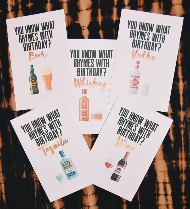 You Know what Rhymes with Birthday Wine Beer Whiskey Etsy