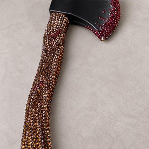 Rhinestone Bedazzled Hatchet – Black, Burgundy & Amber Decorative Axe