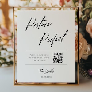 Wedding Photo QR Code Sign, DIY Modern Guest Picture Sharing Template, Minimalist Reception, Instant Download, 5x7, 8x10 - MOD25