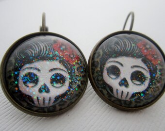 Day O' Dead Rockabilly Star Girl Star Earrings