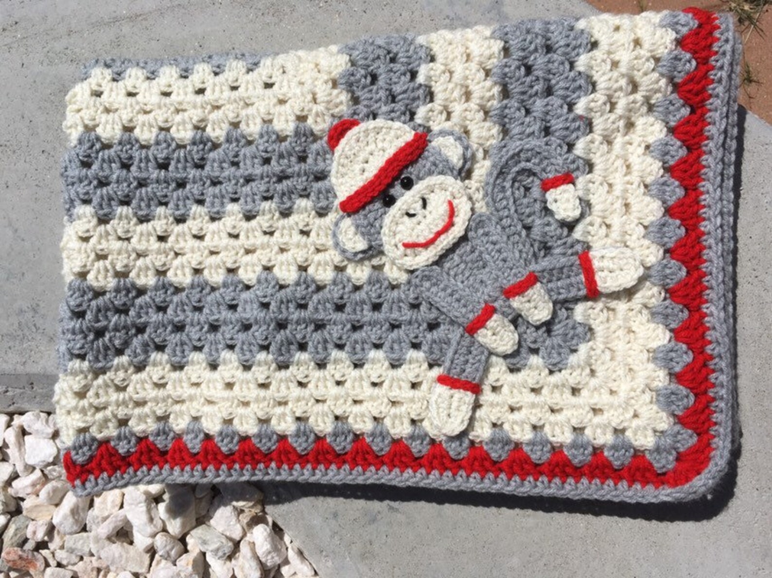 Blanket Sock Monkey Baby Blanket Crocheted Sock Monkey | Etsy
