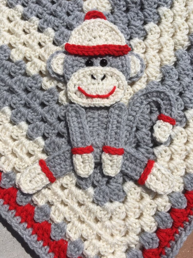 Blanket Sock Monkey Baby Blanket Crocheted Sock Monkey Etsy