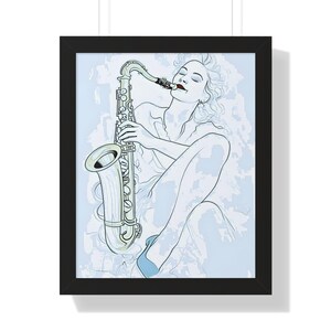 Jazz Woman Line Art Print: Elegant Music Lover Drawing (Digital Download)