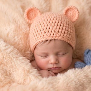 Crochet Baby bear Hat English Pattern PDF Size 0-12 Months Baby Shower Gift