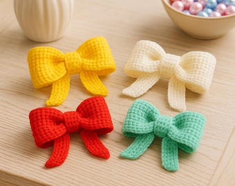 Crochet Bow Pattern, Hair Clip, Christmas Tree Decoration Valentine gift (PDF Pattern)