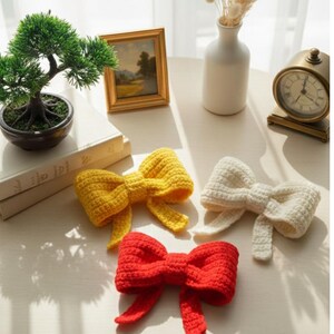Crochet Bow Pattern, Hair Clip, Christmas Tree Decoration Valentine gift (PDF Pattern) image 5