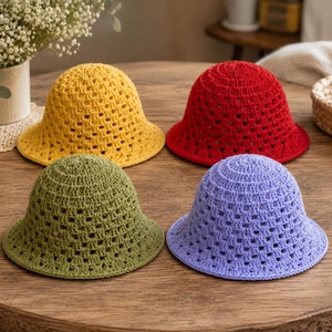 Crochet bucket hat pattern Instant  Valentine gift Summer Hat (Digital PDF in English)