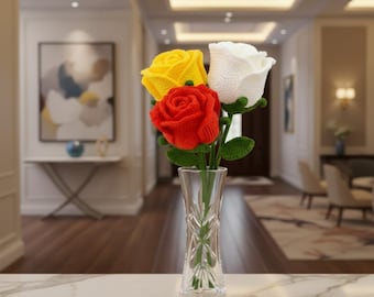 Crochet Rose PDF Pattern, Amigurumi Flower Tutorial, Valentine Gift Mothers day (Digital pdf)