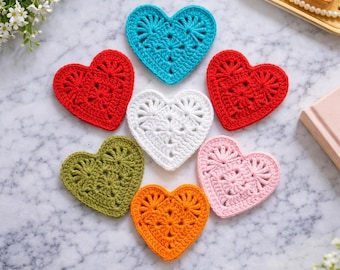 Crochet Heart Applique Pattern, Valentine Gift, Tutorial Video, Easy DIY Garland (English Pattern PDF)