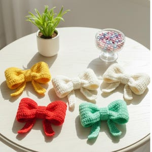 Crochet Bow Pattern, Hair Clip, Christmas Tree Decoration Valentine gift (PDF Pattern) image 7