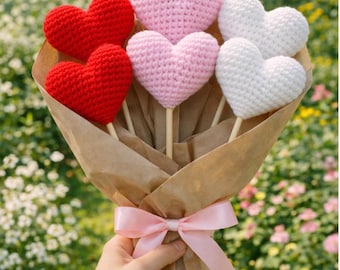 Crochet Heart pattern Valentine Gift hanging ornament, keychain Mothers day – PDF in English