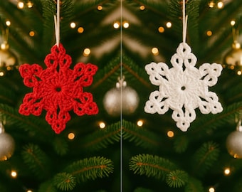Snowflake Crochet Pattern Video Tutorial Christmas Tree Ornament Valentine's gift (Digital PDF in English)