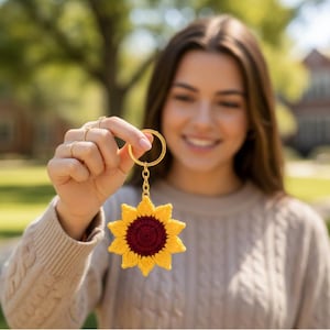Llavero de girasol a crochet: Accesorio ideal para San Valentín para niñas principiantes (PDF digital en inglés)