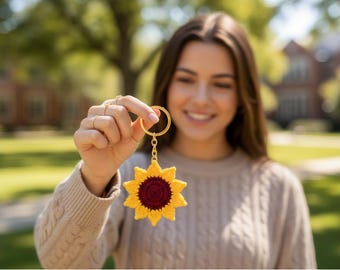 Crochet Sun Flower Keychain: Beginner-Friendly Girl Accessory Valentine gift  (Digital PDF in English)