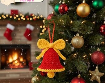 Christmas Bell Amigurumi Crochet Pattern Christmas Ornaments holiday decor Valentine gift  (Digital PDF in English)
