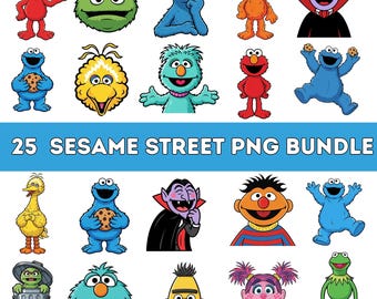 Sesame Street Bundle, Elmo Cookie Monster Big Bird, Abby Cadabby Characters, Layered PNG Clipart