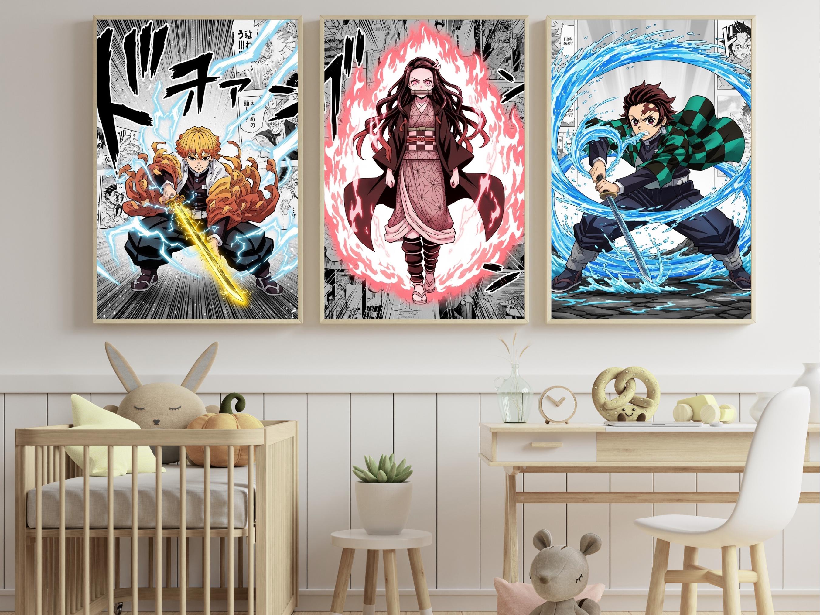 Demon Slayer Anime Poster Set | Tanjiro, Nezuko & Zenitsu Wall Art