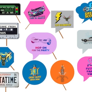 Back To The Future Party Props | 17 Printable Designs | 80s Movie Theme Party Decor | Instant Download PDF | Retro Photo Booth Props