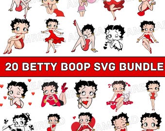 Betty | Betty Boop PNG Clipart Pack | Retro Cartoon  Files for Cricut Silhouette Digital Download