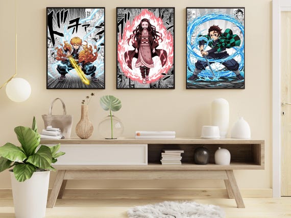 Demon Slayer Anime Poster Set | Tanjiro, Nezuko & Zenitsu Wall Art